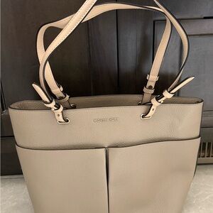 Michael Kors Taupe Pebbled Leather Tote with Dual Straps